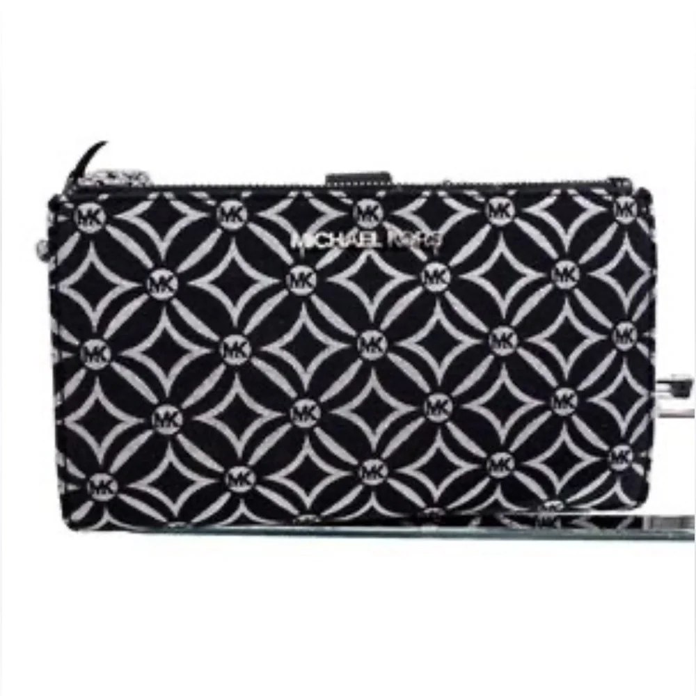 Michael Kors Black with Silver Metallic Wristlet NEW